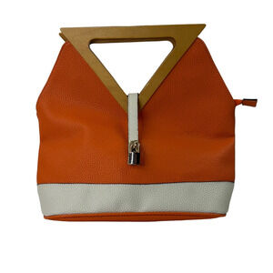 Retro Orange & Cream Vegan Handbag